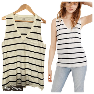 Madewell Stripe Whisper Cotton V-Neck Pocket Tank Top